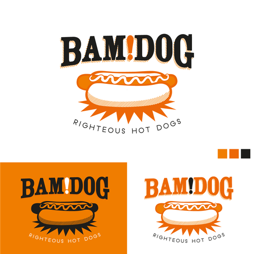 Hot dog logo with the title 'Logo for a Hot Dog Restaurant'