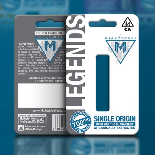 Cannabis packaging with the title 'Bold and clean insert card'