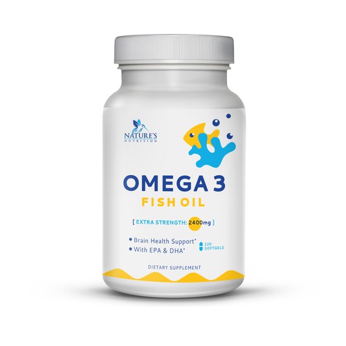 Supplement label with the title 'Fish Oil Supplement Label Design'