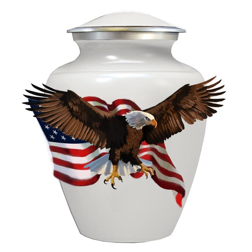 Bird artwork with the title 'eagle urn sticker'