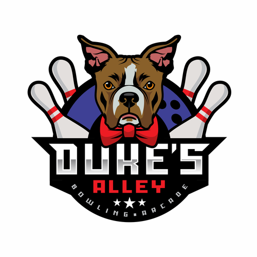 Bowling pin logo with the title 'Duke's Alley'