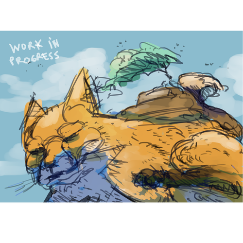 Fox illustration with the title 'fox rough sketch'