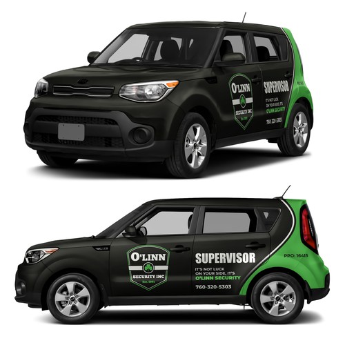 Wrapping design with the title 'O’Linn Security — Supervisor Vehicle Wrap'