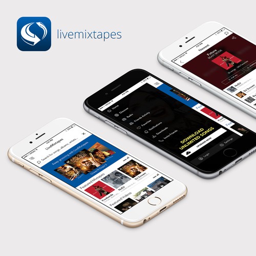 Player design with the title 'Mobile App Design for LiveMixtapes'