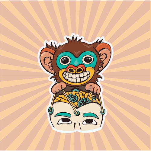 Monkey artwork with the title 'Monkey Mind'