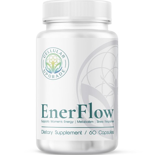 Feminine label with the title 'Supplement Bottle Label for Cellular Upgrade'