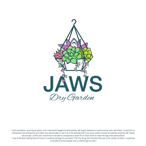 Shark design with the title 'Jaws Dry Garden'