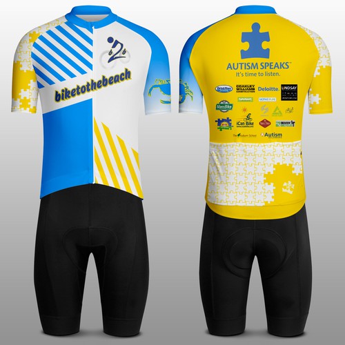 Cycling design with the title 'Custom Cycling Jersey for Autism Bike Ride'