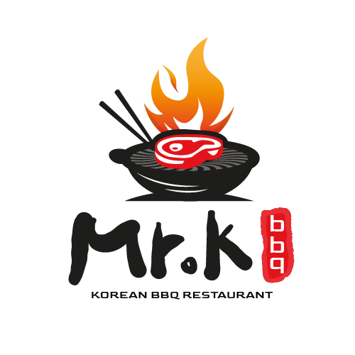 Korea logo with the title 'A nice logo for a korean BBQ restaurant named MR.K BBQ.'