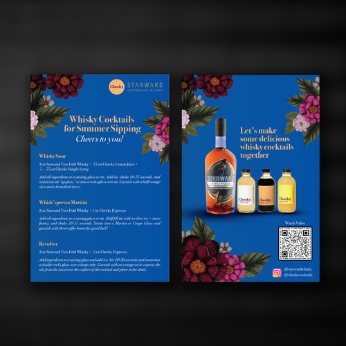 Whiskey design with the title 'Cheeky x Starward Cocktail Cards'