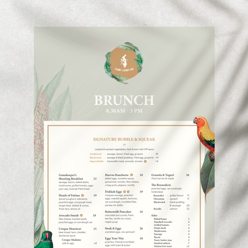 Eatery design with the title 'Tropical Menu Design for High End Eatery'