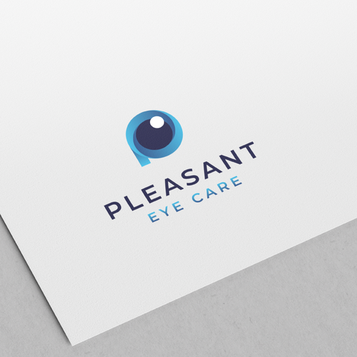 Eye care logo with the title 'Pleasant'