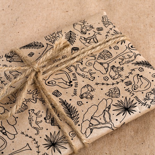 Rainforest design with the title 'Illustration for wrapping paper '