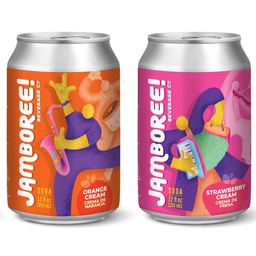 Beverage label with the title 'Jamboree! Can Design'