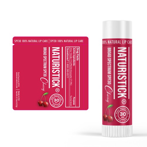 Lipstick design with the title 'Label design for natural lip care product'