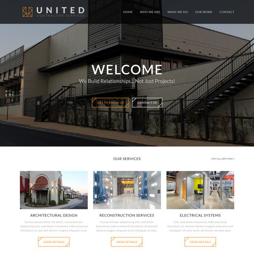 Flat website with the title 'New contractor website'