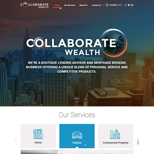 Business website with the title 'Website Design Concept for Collaborate Wealth'