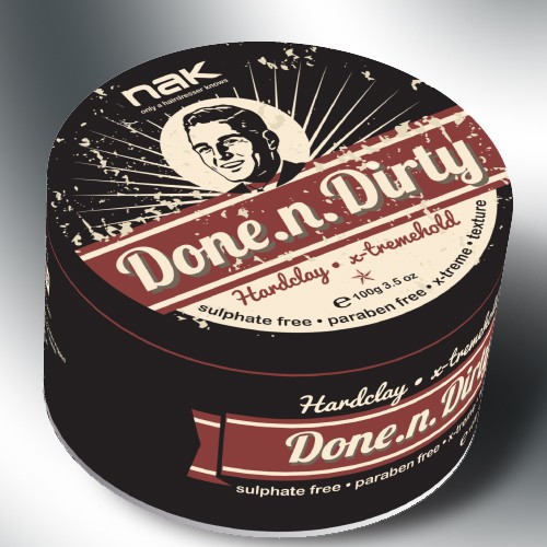 Retro packaging with the title 'Help nak hair with a new product packaging'