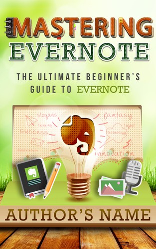 Notes design with the title 'Design an ebook cover for a book about Evernote'