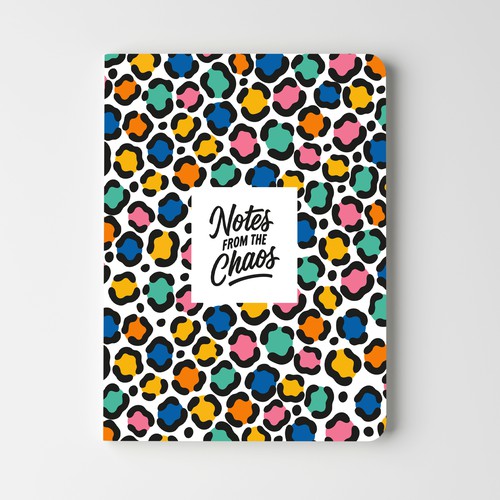 Leopard design with the title 'Notes from the Chaos — Notebook & Pattern Design'