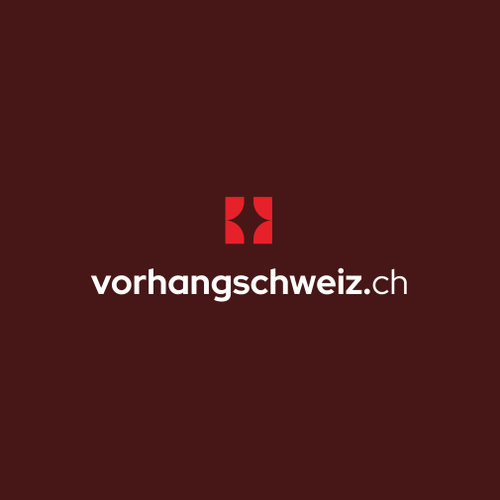 Neon red logo with the title 'Swiss logo for online curtain shop: vorhangschweiz.ch'