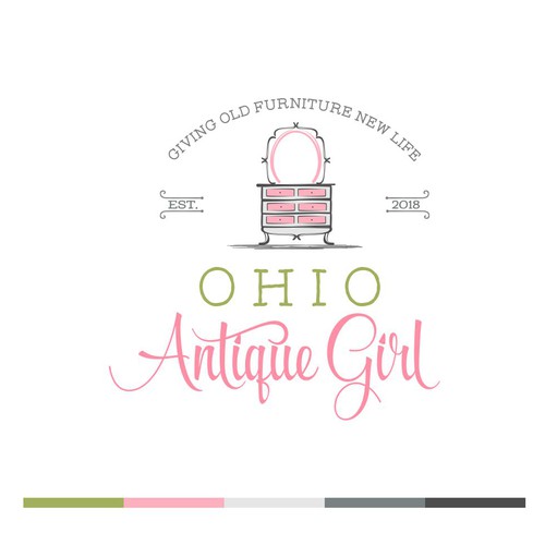 Girly design with the title 'Vintage, handmade logo cencept for furniture store.'