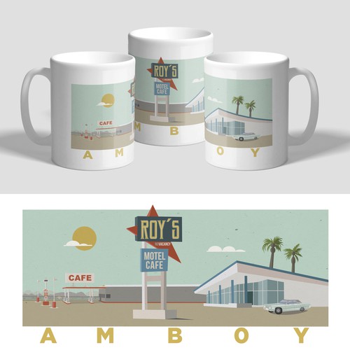 California design with the title 'Retro style illustration for coffee mug'