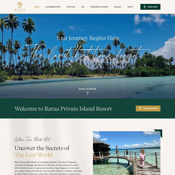 Typography website with the title 'Web design for Private Island Resort'
