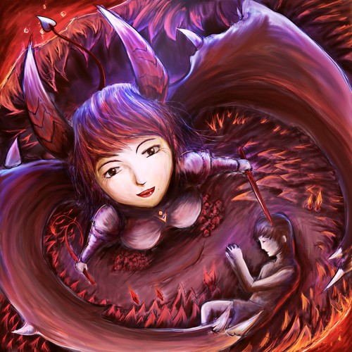 Coin artwork with the title 'The Succubus and the Victim'