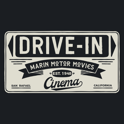 Cinema design with the title 'VINTAGE BANNER DRIVE-IN CINEMA DESIGN.'