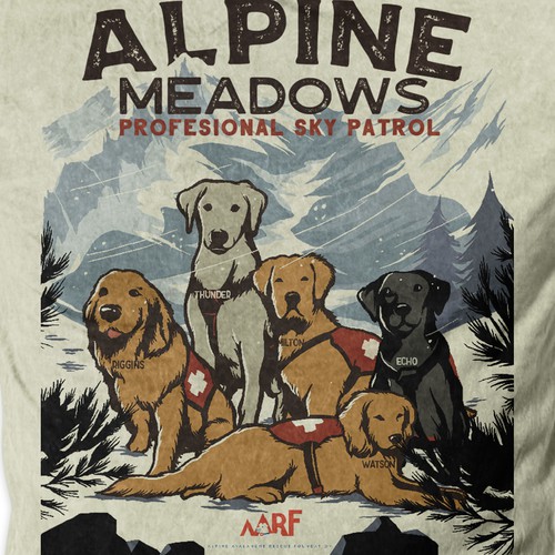 Project design with the title 'Avalanche rescue dog T shirt for non-profit'