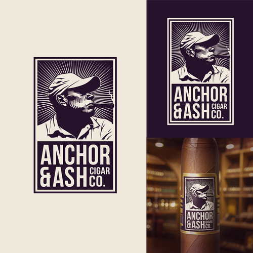 Linocut design with the title 'Cigar Logo'