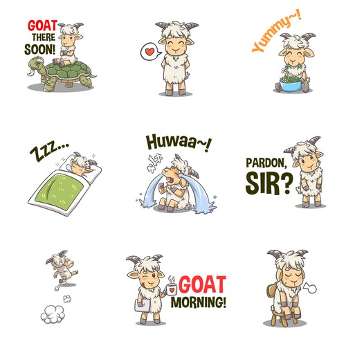 Manga design with the title 'Sassy Goat Sticker Pack'