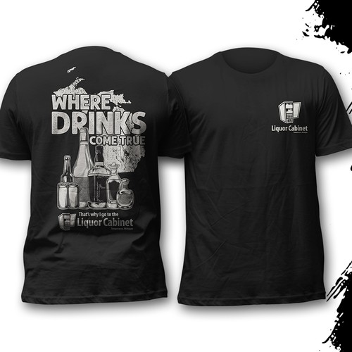 Liquor store design with the title 'Liquir Cabinet'