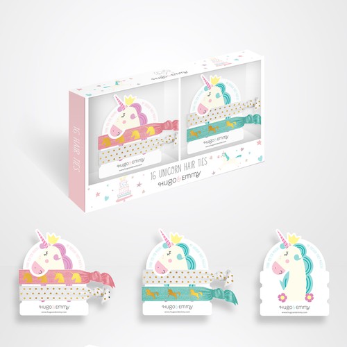 Birthday design with the title 'Unicorn Hair Ties Packaging Design'