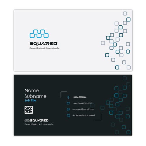 Square brand with the title 'Msquared -business card'