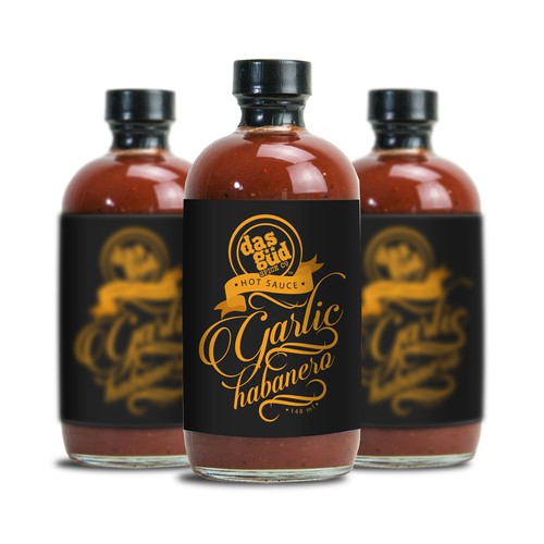 Stylish label with the title 'A sauce bottle with a vintage look'