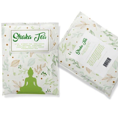 Buddha design with the title 'Shaka Tea Sachet'