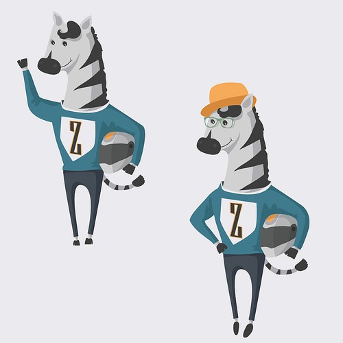 Zebra design with the title 'Friendly mascot for auto insurance company.'