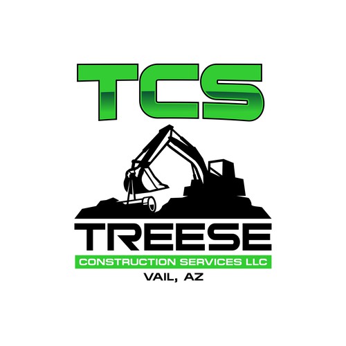 Heavy equipment logo with the title 'Treese Construction Services LLC. Logo'