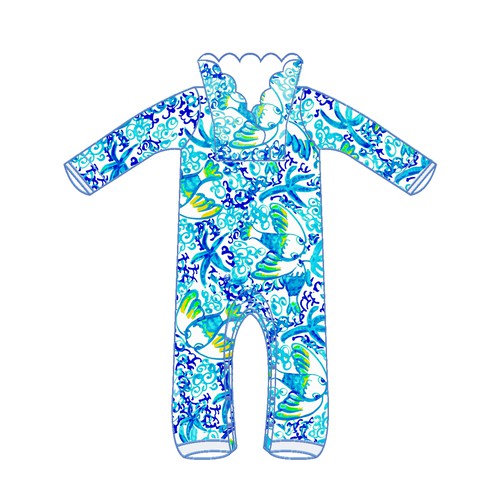 Paper artwork with the title 'Bold bright pattern for baby clothing'
