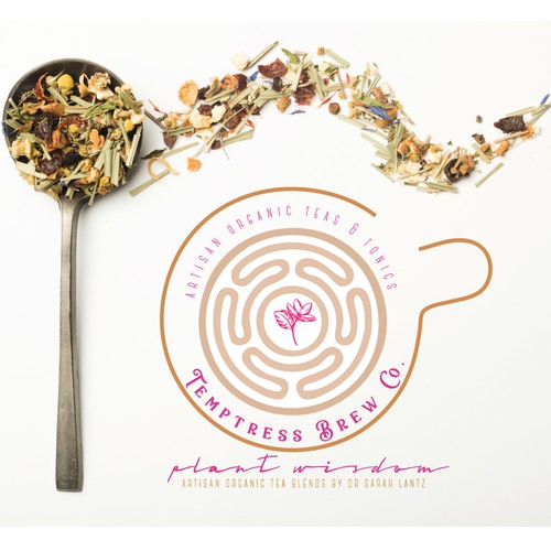 Teacup design with the title 'artisan organic tea branding'