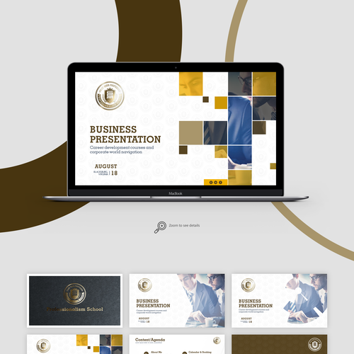 Presentation design with the title 'Creative Deck for a Profesional School'