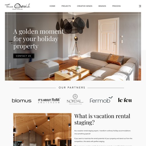 Home furnishing website with the title 'Tina Oestreich Fewo Staging'