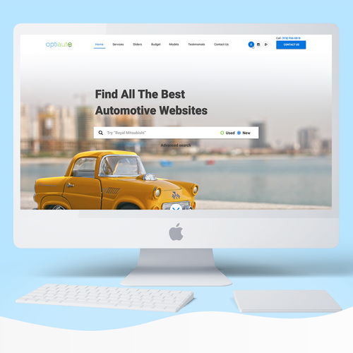Automotive website with the title 'OptiAuto Website'