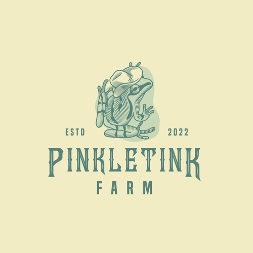 Frog logo with the title 'Retro Logo for Pinkletink'