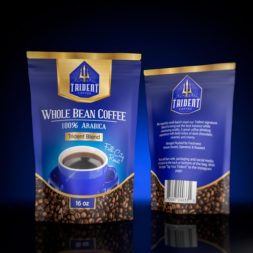 Drink packaging with the title 'Beautiful package for Whole Bean Coffee'
