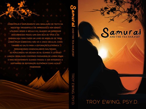 Painting book cover with the title 'Create Next Book Cover for a Samurai  type-book'