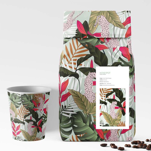 Pattern design artwork with the title 'Coffee Packaging'