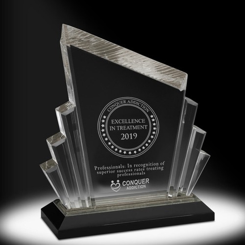 Trophy design with the title 'acrylic trophy design'